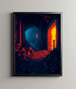 Plakat a'la Minecraft "Jaskinia"